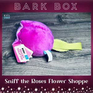 Bark Box Plucky Tulip Tug Plush Dog Toy L - Flower Pink Green Tug Squeak Crinkle
